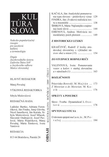 KultÃºra slova - JazykovednÃ½ Ãºstav Ä½udovÃ­ta Å tÃºra - SAV