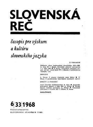 Äasopis pre vÃ½skum a kultÃºru slovenskÃ©ho jazyka - JazykovednÃ½ ...