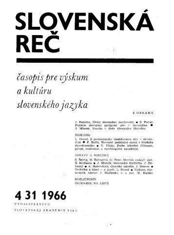 Äasopis pre vÃ½skum a kultÃºru slovenskÃ©ho jazyka - SAV