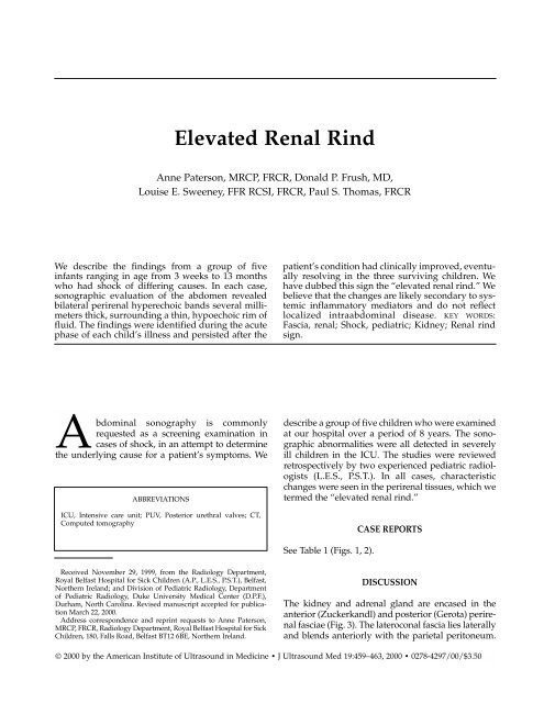 Elevated Renal Rind - Journal of Ultrasound in Medicine