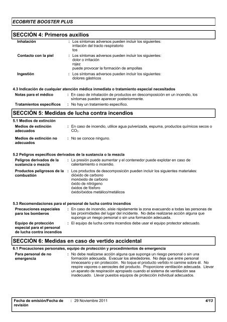 ficha de datos de seguridad ecobrite booster plus - Jumadi