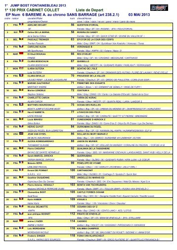 1* 130 PRIX CABINET COLLET Liste de Depart ... - jump-results.com