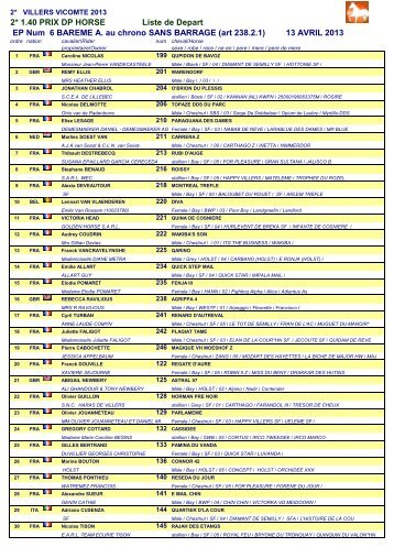 2* 1.40 PRIX DP HORSE Liste de Depart EP ... - jump-results.com