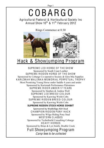 Showjumping Program - Jumping NSW