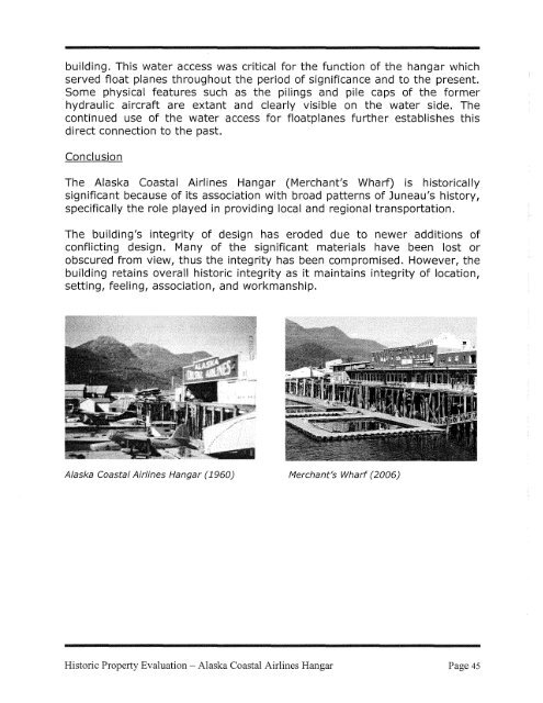 Alaska Coastal Airlines Hangar Historic Survey, September 2006