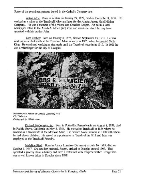 HISTORIC CEMETERIES - City and Borough of Juneau