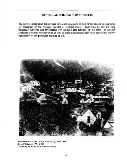 Historic Building Survey - City and Borough of Juneau