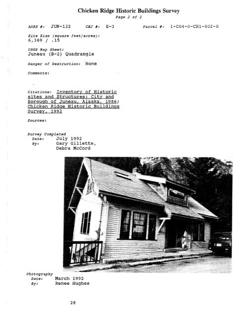 Historic Building Survey - City and Borough of Juneau