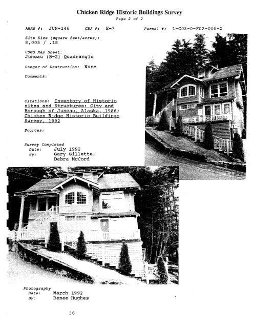 Historic Building Survey - City and Borough of Juneau