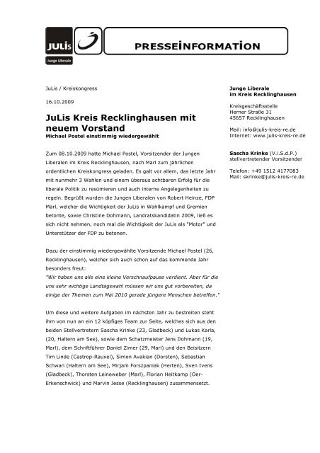 JuLis Kreis Recklinghausen mit neuem Vorstand - Junge Liberale ...