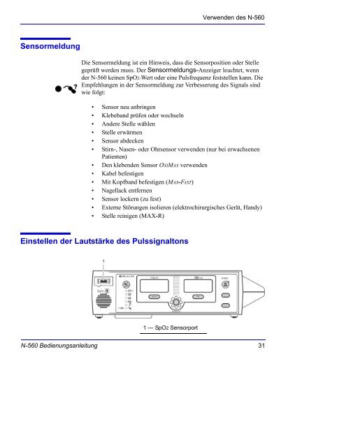 Verwenden des N-560 - Covidien