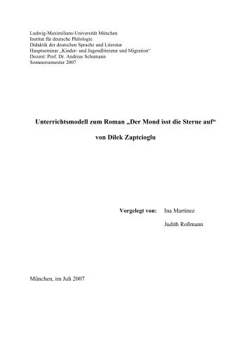 Dilek Zaptcioglu: "Der Mond isst die Sterne auf" - junge forschung