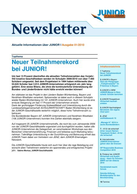 Newsletter 01/2010 - Junior