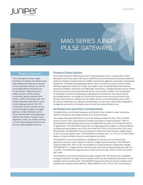 MAG Series Junos Pulse Gateways - Juniper Networks