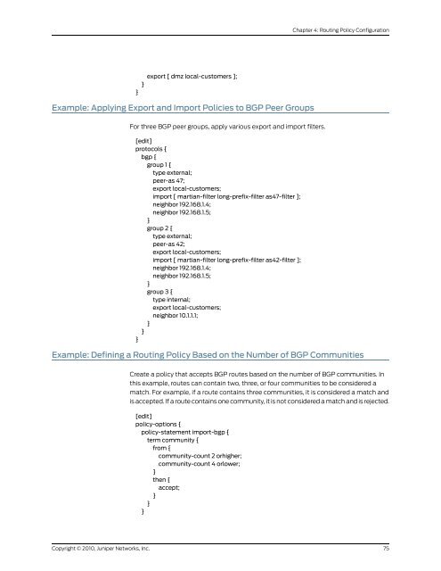 Policy Framework Configuration Guide - Juniper Networks