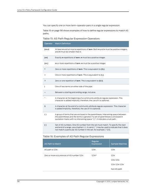 Policy Framework Configuration Guide - Juniper Networks