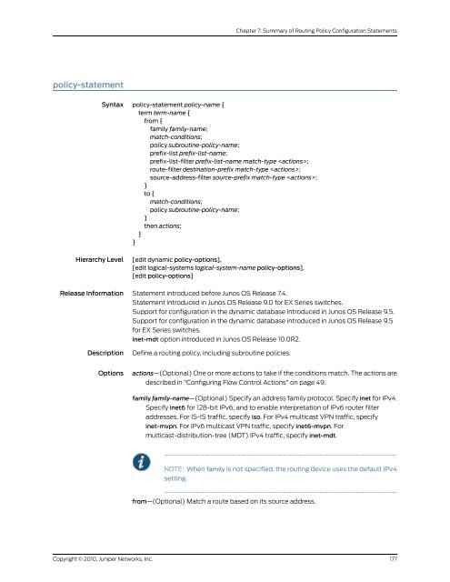 Policy Framework Configuration Guide - Juniper Networks