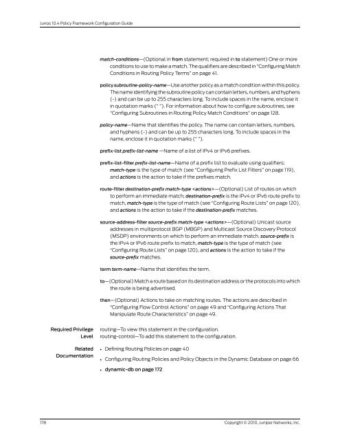 Policy Framework Configuration Guide - Juniper Networks