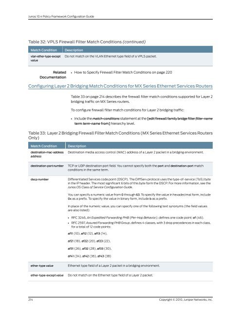 Policy Framework Configuration Guide - Juniper Networks