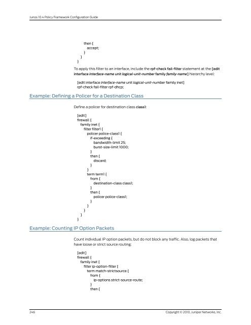 Policy Framework Configuration Guide - Juniper Networks