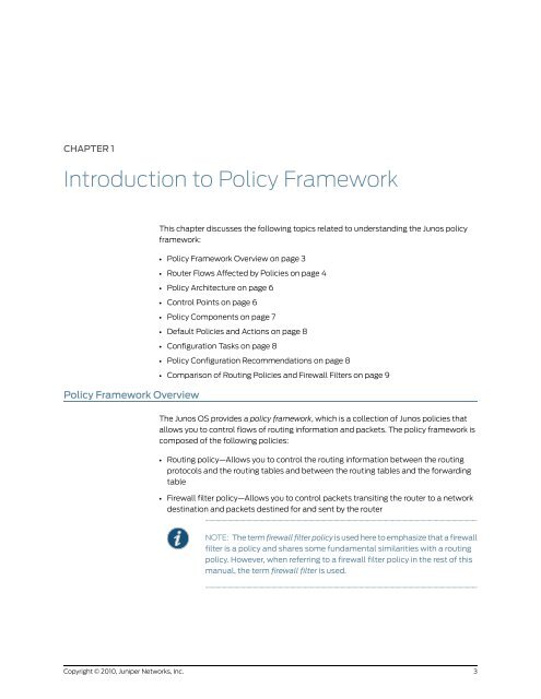 Policy Framework Configuration Guide - Juniper Networks