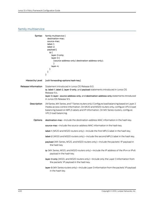 Policy Framework Configuration Guide - Juniper Networks