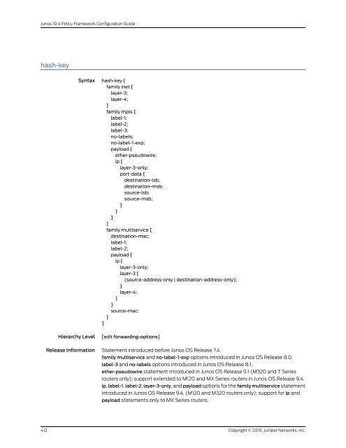 Policy Framework Configuration Guide - Juniper Networks