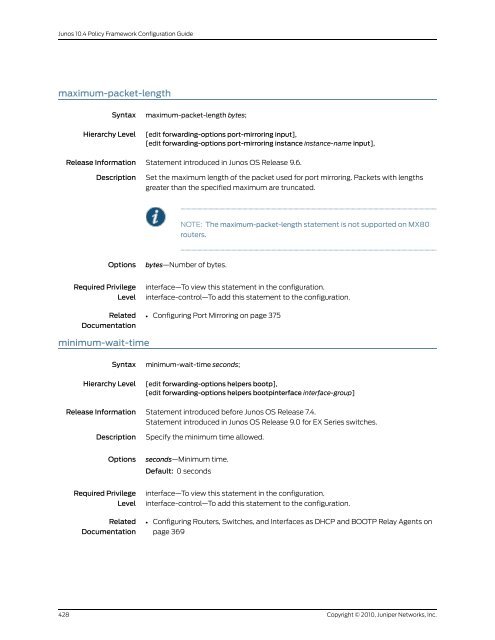 Policy Framework Configuration Guide - Juniper Networks