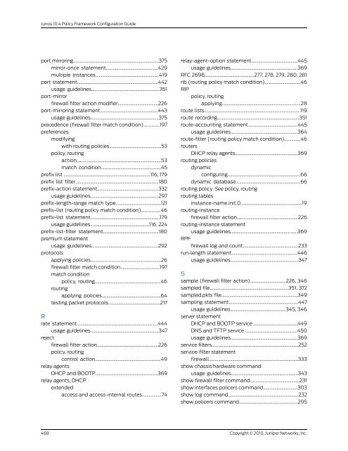 Policy Framework Configuration Guide - Juniper Networks