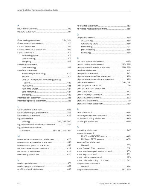 Policy Framework Configuration Guide - Juniper Networks