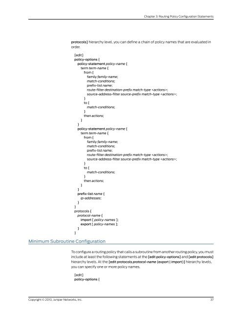 Policy Framework Configuration Guide - Juniper Networks