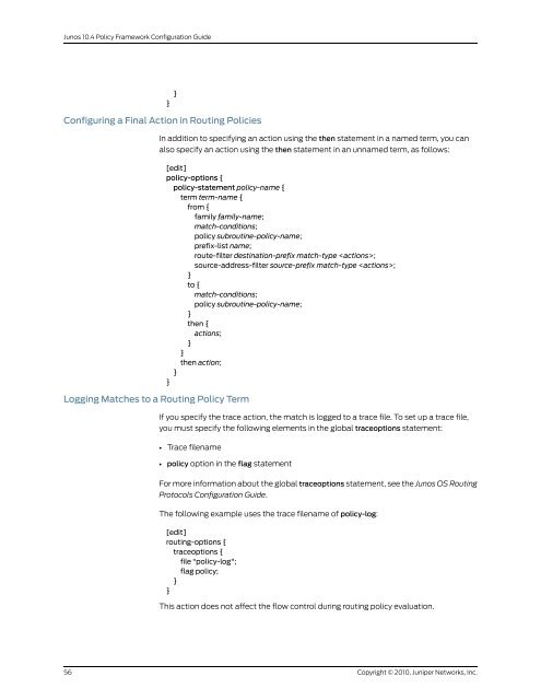 Policy Framework Configuration Guide - Juniper Networks