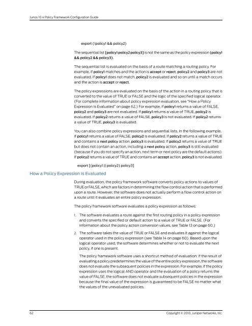 Policy Framework Configuration Guide - Juniper Networks