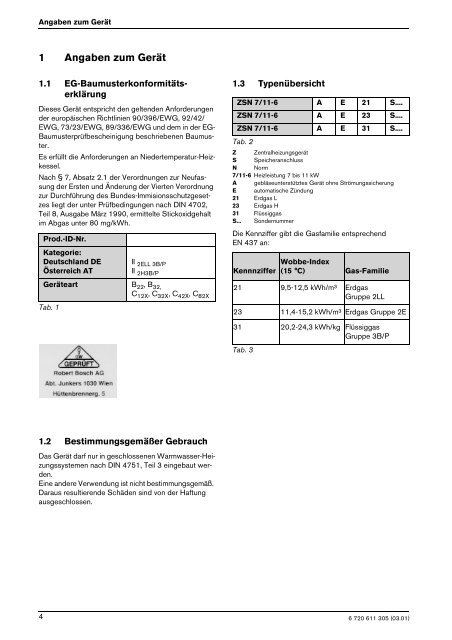 Gas-Kesseltherme CERAMINI - Junkers Kundendienst