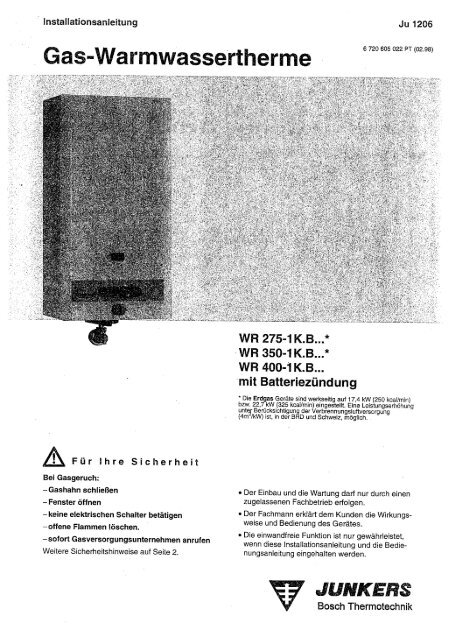 WR275 WR350 WR400-1K.B...pdf - Junkers Kundendienst