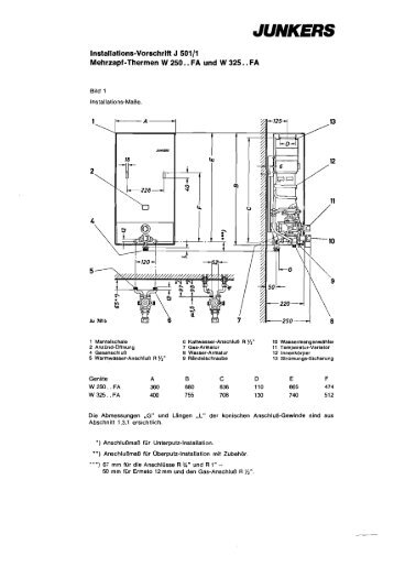 Installations-Vorschrift J 50111 Mehrzapf - Junkers Kundendienst