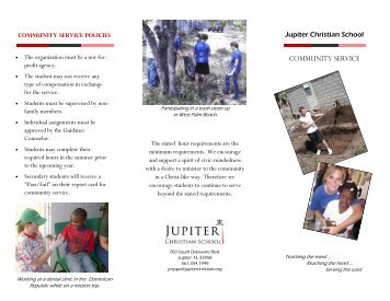 Community Service Brochure - Jupiter Christian School