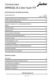 Technische Daten - JURA Kaffeemaschinen