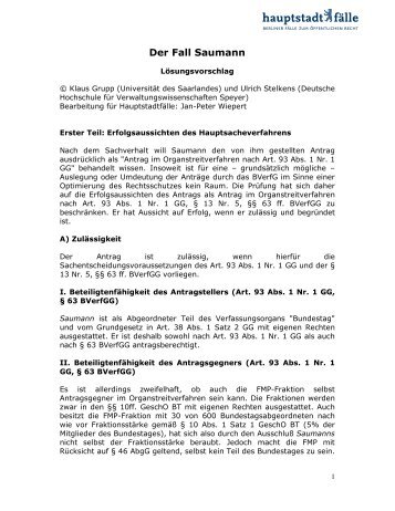 Der Fall Saumann - Fachbereich Rechtswissenschaft der Freien ...