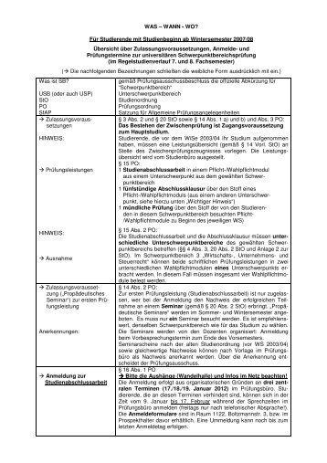 Hauptstudium - Fachbereich Rechtswissenschaft der Freien ...