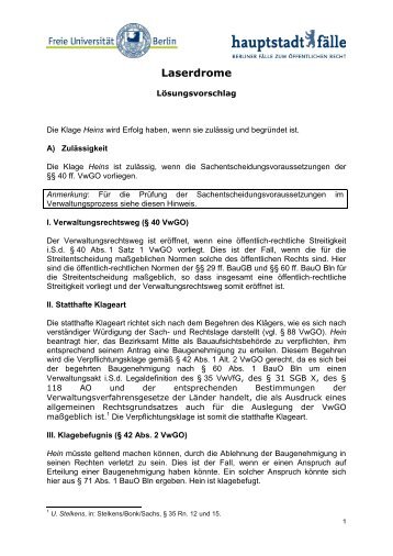 LÃ¶sungsvorschlag (pdf) - Fachbereich Rechtswissenschaft der ...