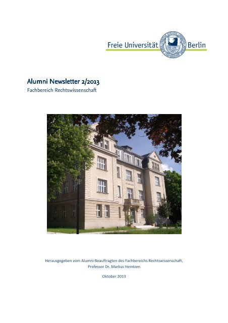 Alumni Newsletter 2/2013 - Fachbereich Rechtswissenschaft - Freie ...