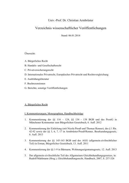 Verzeichnis wissenschaftlicher Veröffentlichungen - Freie ...