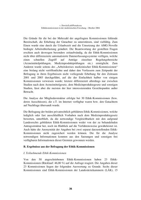 Ethik-Kommissionen in der medizinischen Forschung - Fachbereich ...