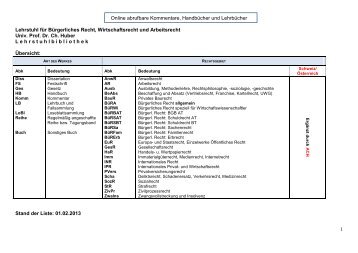 Online-abrufbare Bücher - Lehrstuhl für Bürgerliches Recht ...