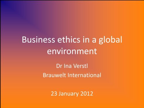 Business ethics in a global environment - Dlog