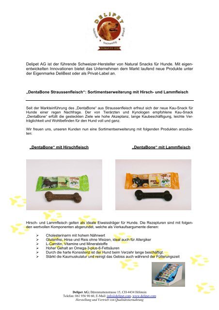 DentaBone aus Hirsch- und Lammfleisch - Delipet AG