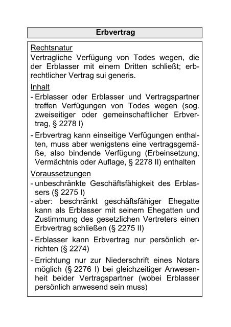 Erbvertrag Rechtsnatur Vertragliche Verfügung von Todes wegen
