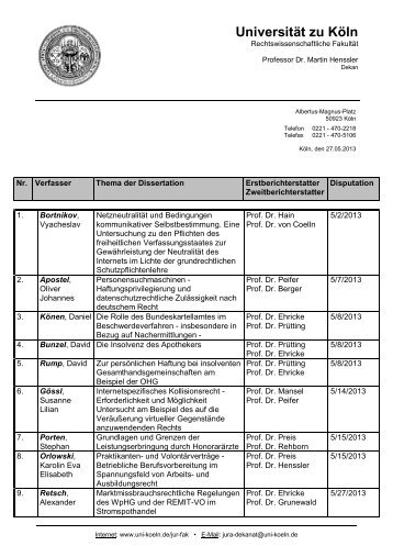 Sommersemester 2013 - Rechtswissenschaftliche Fakultät