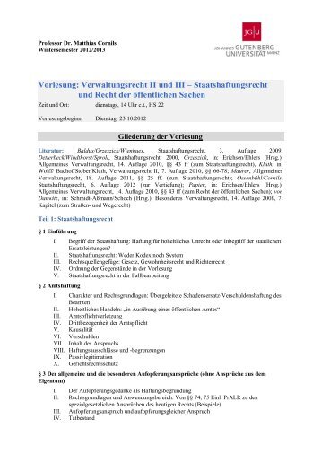 Vorlesung: Verwaltungsrecht II und III â Staatshaftungsrecht und ...